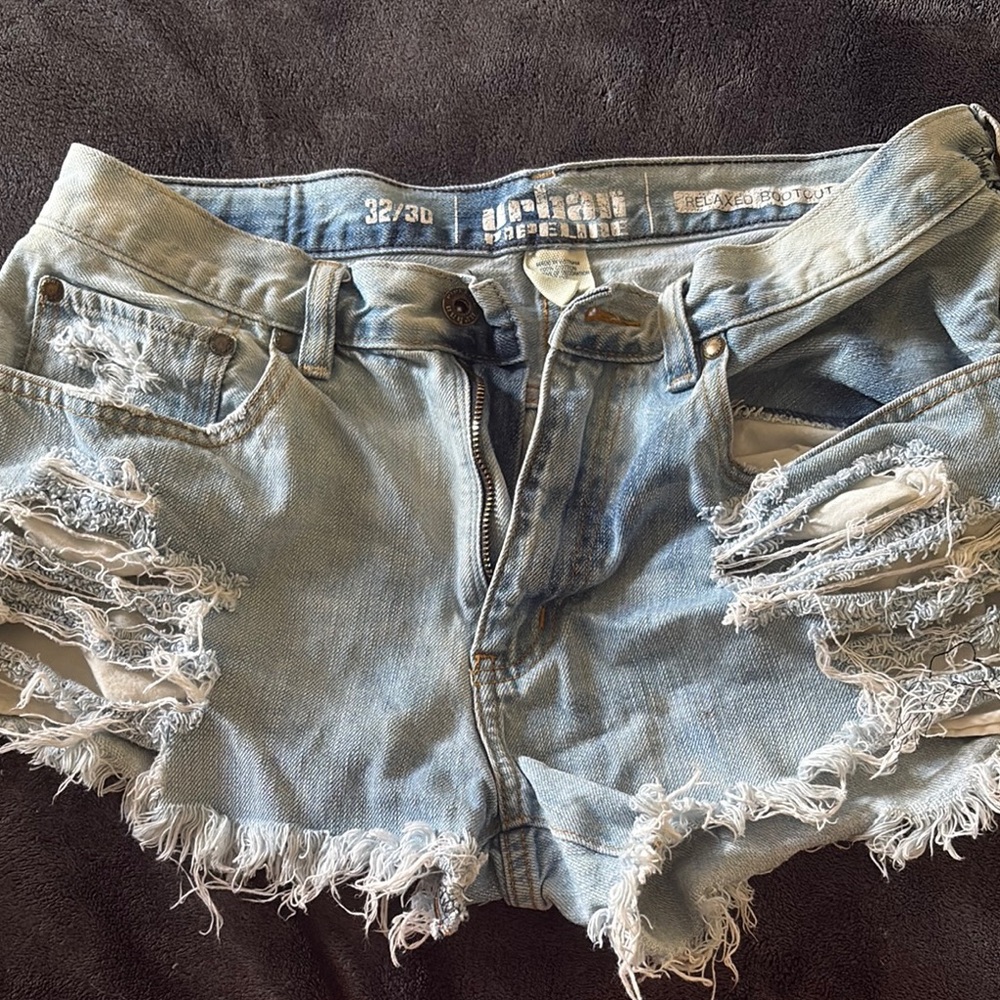 Urban Pipeline Blue Jean Shorts Distressed Frayed Hem